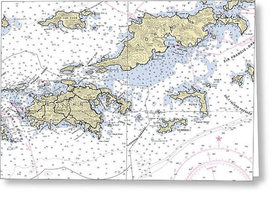 St John Tortola-virgin Islands Nautical Chart - Greeting Card