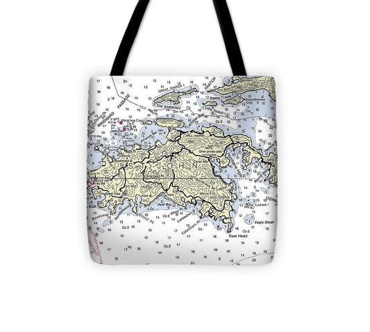 St John Virgin Islands Nautical Chart - Tote Bag