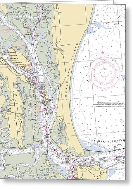 St Marys-georgia Nautical Chart - Greeting Card