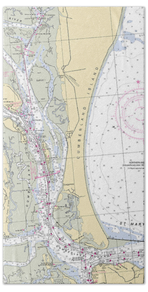 St Marys-georgia Nautical Chart - Beach Towel