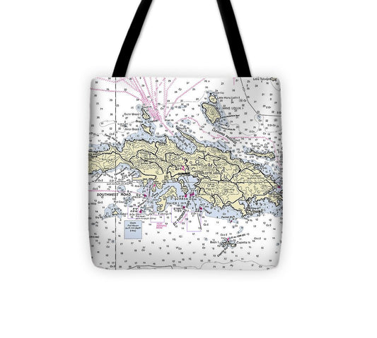 St Thomas Virgin Islands Nautical Chart - Tote Bag