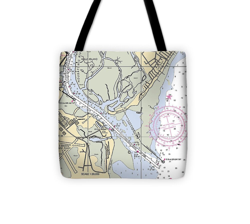 Stratford-connecticut Nautical Chart - Tote Bag