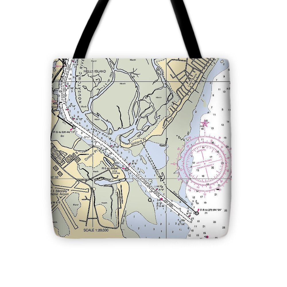 Stratford-connecticut Nautical Chart - Tote Bag