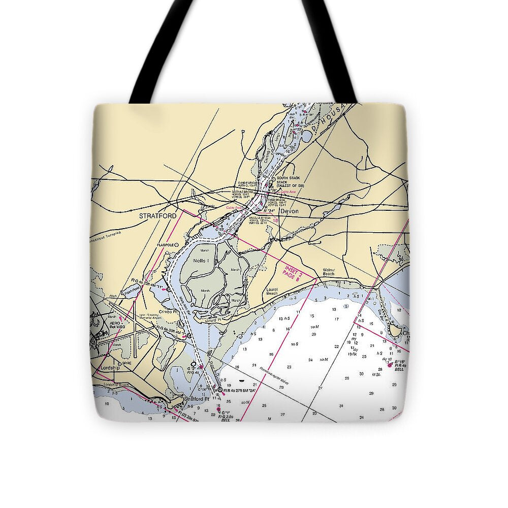 Stratford -connecticut Nautical Chart _v2 - Tote Bag