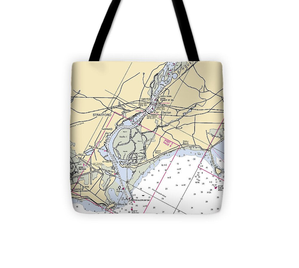 Stratford -connecticut Nautical Chart _v2 - Tote Bag