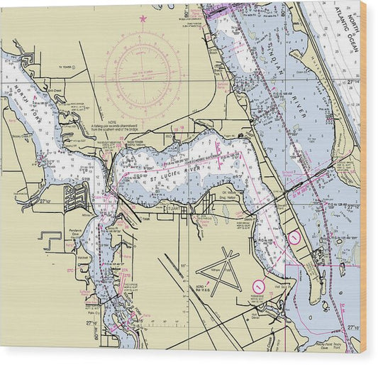 Stuart Florida Nautical Chart - Wood Print