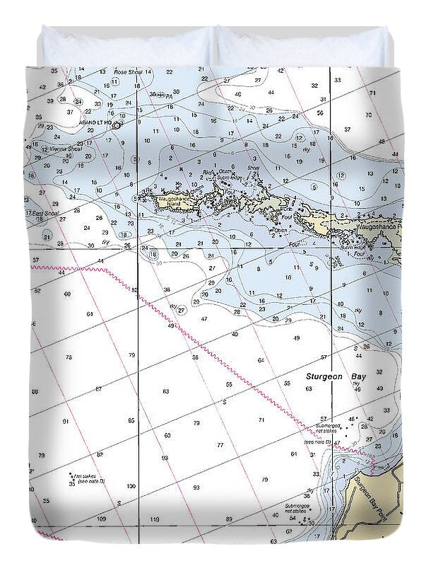 Sturgeon Bay With Waugoshance Island-lake Michigan Nautical Chart - Duvet Cover