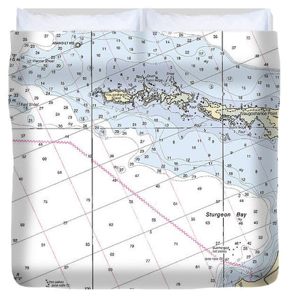 Sturgeon Bay With Waugoshance Island-lake Michigan Nautical Chart - Duvet Cover