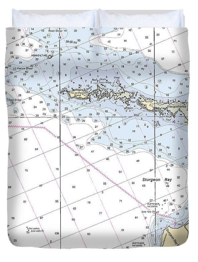 Sturgeon Bay With Waugoshance Island-lake Michigan Nautical Chart - Duvet Cover