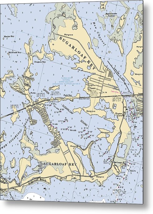 Sugarloaf Key-florida Nautical Chart - Metal Print