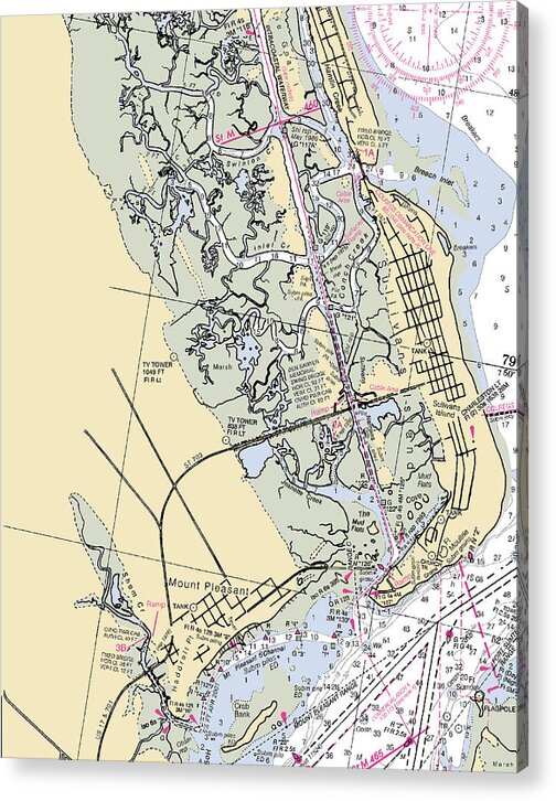 Sullivans Island-south Carolina Nautical Chart - Acrylic Print