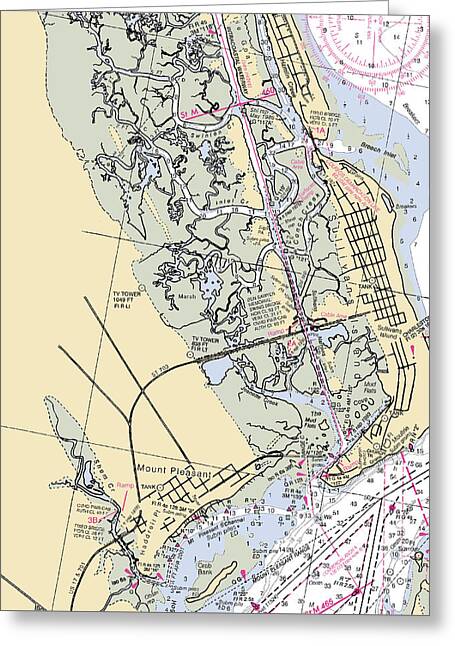 Sullivans Island-south Carolina Nautical Chart - Greeting Card
