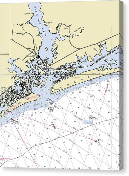 Swansboro North Carolina Nautical Chart - Canvas Print