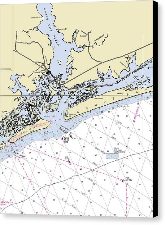 Swansboro North Carolina Nautical Chart - Canvas Print