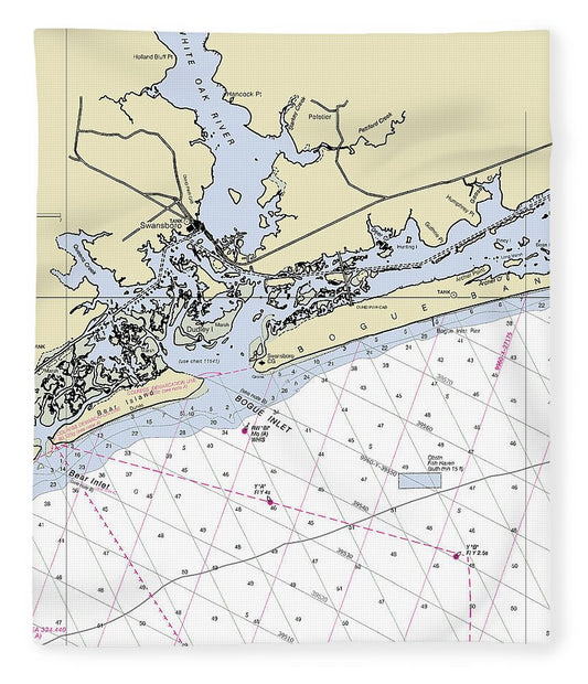 Swansboro North Carolina Nautical Chart - Blanket