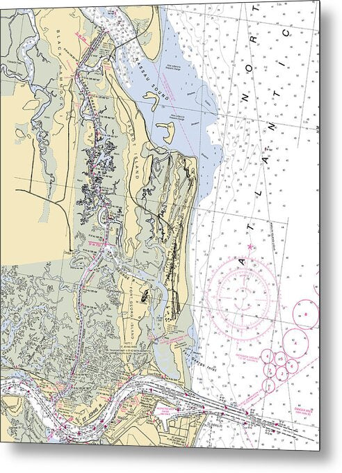 Talbot-island -florida Nautical Chart _v6 - Metal Print