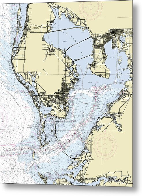 Tampa Bay Florida Nautical Chart - Metal Print