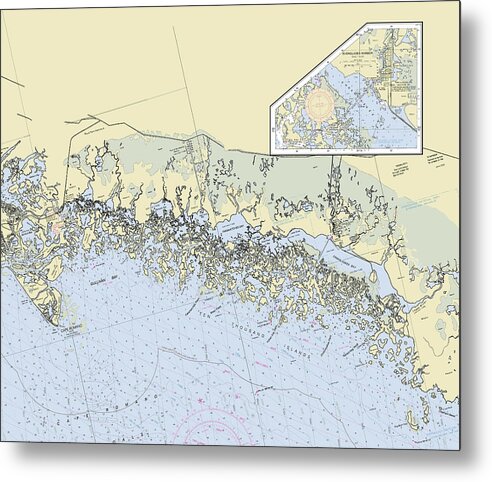 Ten Thousand Islands Florida Nautical Chart - Metal Print