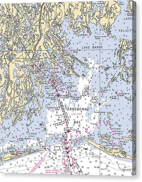 Terrebonne Bay-louisiana Nautical Chart - Canvas Print