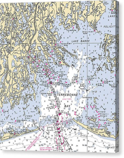 Terrebonne Bay-louisiana Nautical Chart - Canvas Print