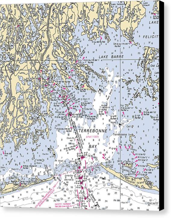 Terrebonne Bay-louisiana Nautical Chart - Canvas Print