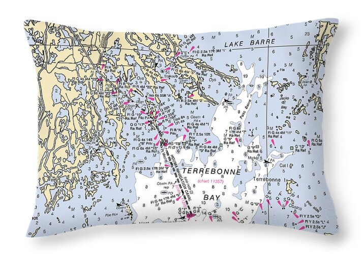 Terrebonne Bay-louisiana Nautical Chart - Throw Pillow