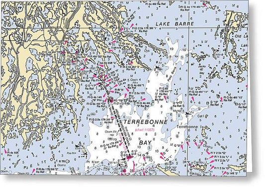 Terrebonne Bay-louisiana Nautical Chart - Greeting Card