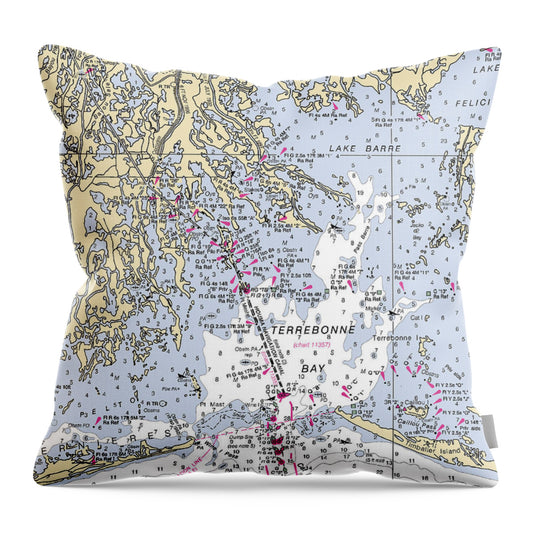 Terrebonne Bay-louisiana Nautical Chart - Throw Pillow