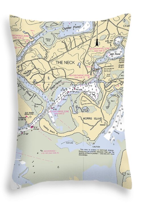 The Neck-massachusetts Nautical Chart - Throw Pillow