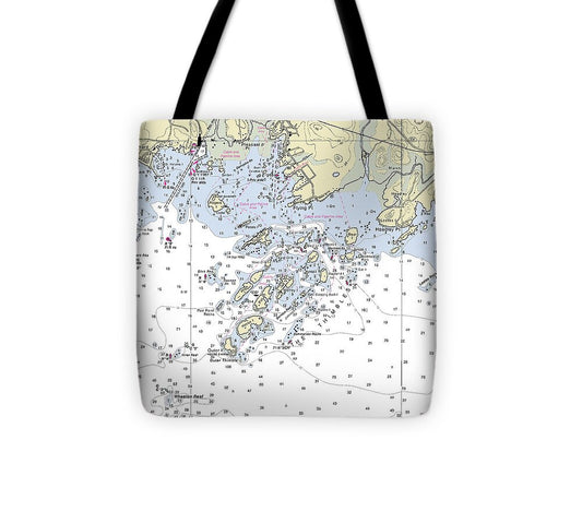 Thimble Islands Connecticut Nautical Chart - Tote Bag
