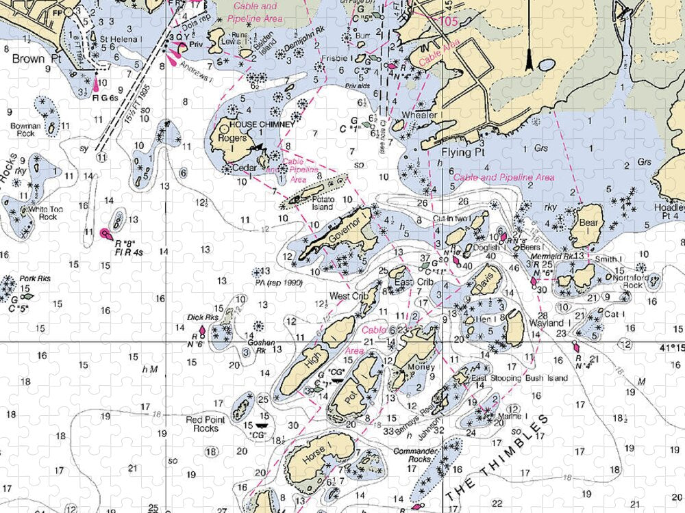 Thimble Islands -connecticut Nautical Chart _v2 - Puzzle