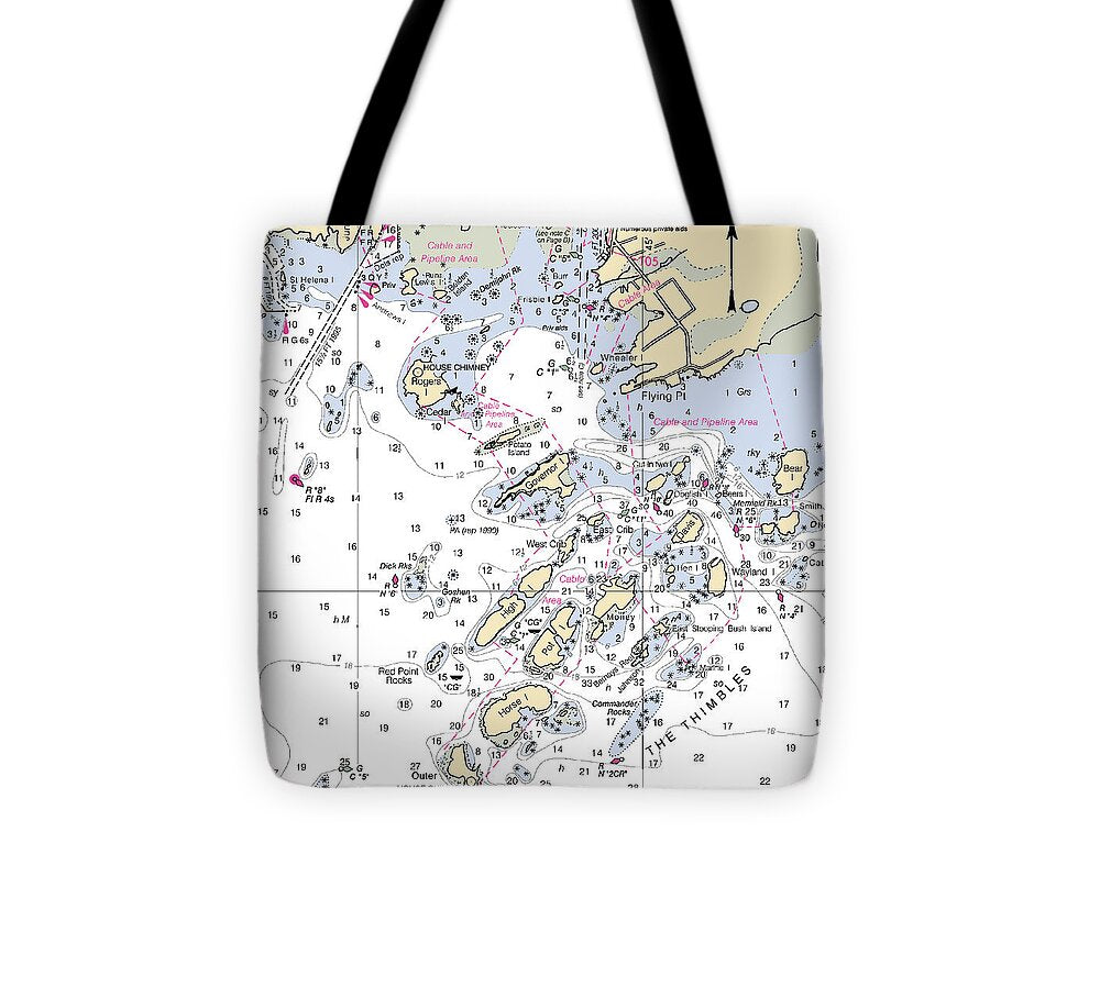 Thimble Islands -connecticut Nautical Chart _v2 - Tote Bag