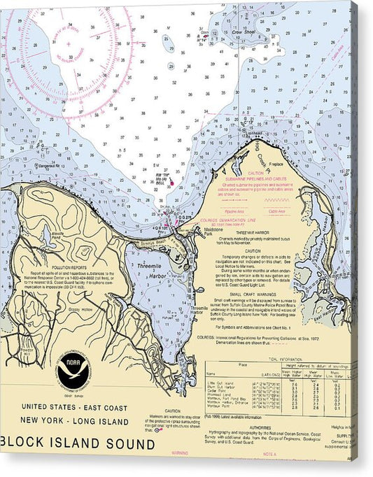 Three Mile Harbor-new York Nautical Chart - Acrylic Print