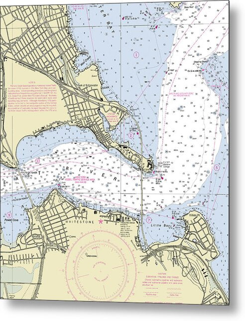 Throgs Neck New York Nautical Chart - Metal Print