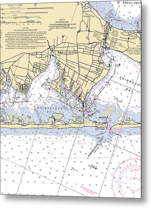 Tiana Bay-new York Nautical Chart - Metal Print