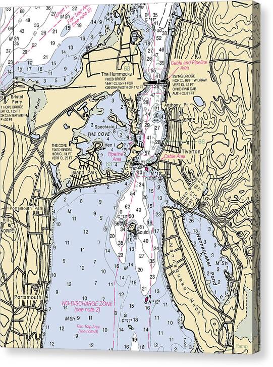 Tiverton-rhode Island Nautical Chart - Canvas Print