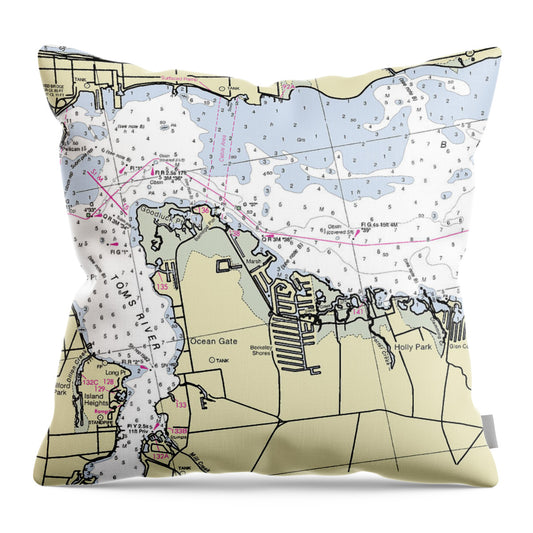 Toms River New Jersey Nautical Chart - Throw Pillow