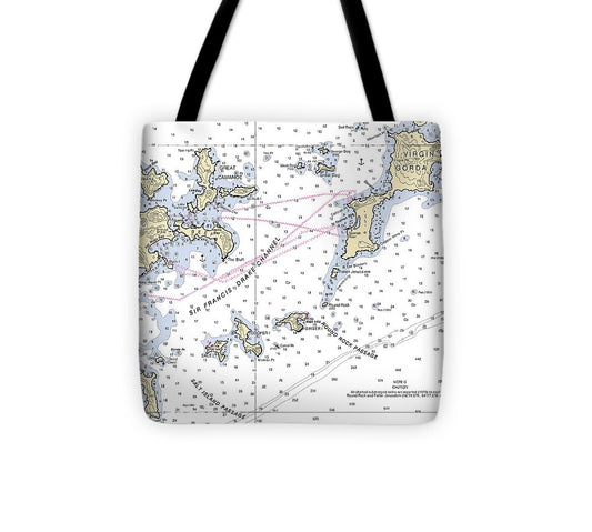 Tortola Virgin Gorda-virgin Islands Nautical Chart - Tote Bag