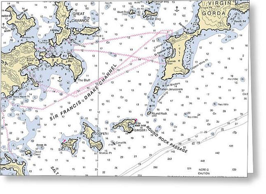 Tortola Virgin Gorda-virgin Islands Nautical Chart - Greeting Card