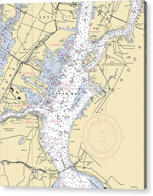 Upper Bay-new York Nautical Chart - Acrylic Print