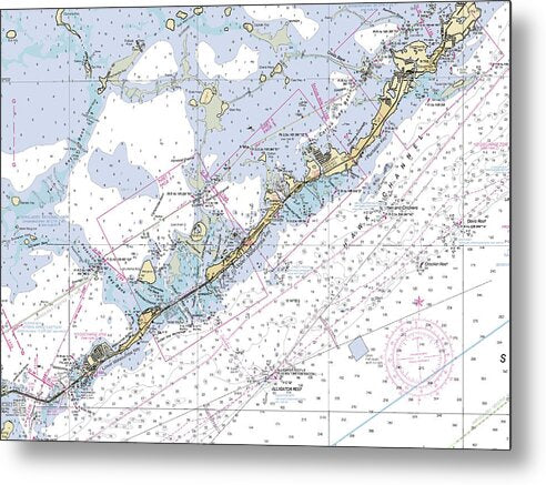 Upper-keys -florida Nautical Chart _v6 - Metal Print