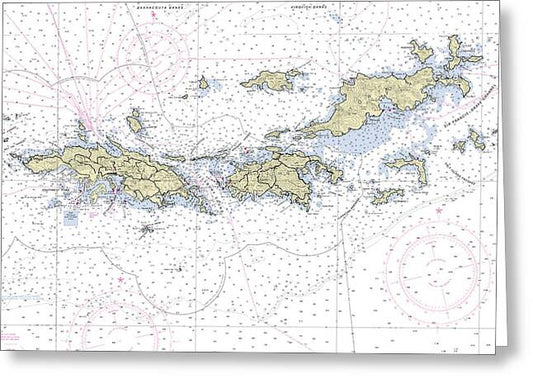 Virgin Islands Nautical Chart - Greeting Card