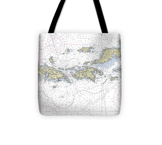 Virgin Islands Nautical Chart - Tote Bag