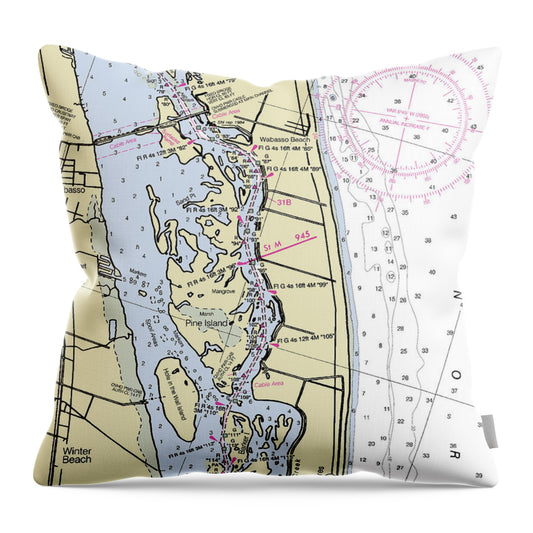 Wabasso Beach Florida Nautical Chart - Throw Pillow