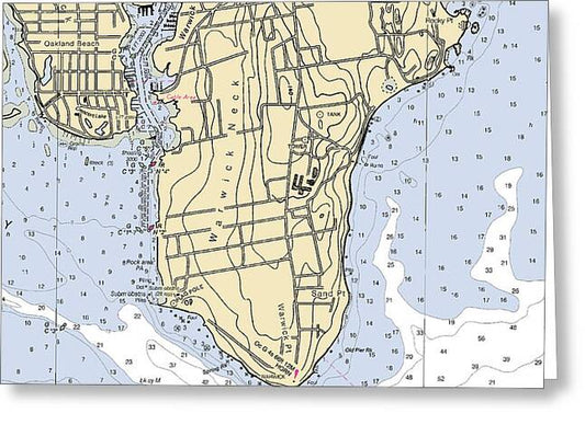 Warwick Neck-rhode Island Nautical Chart - Greeting Card