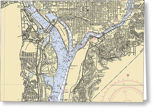 Washington Dc-virginia Nautical Chart - Greeting Card