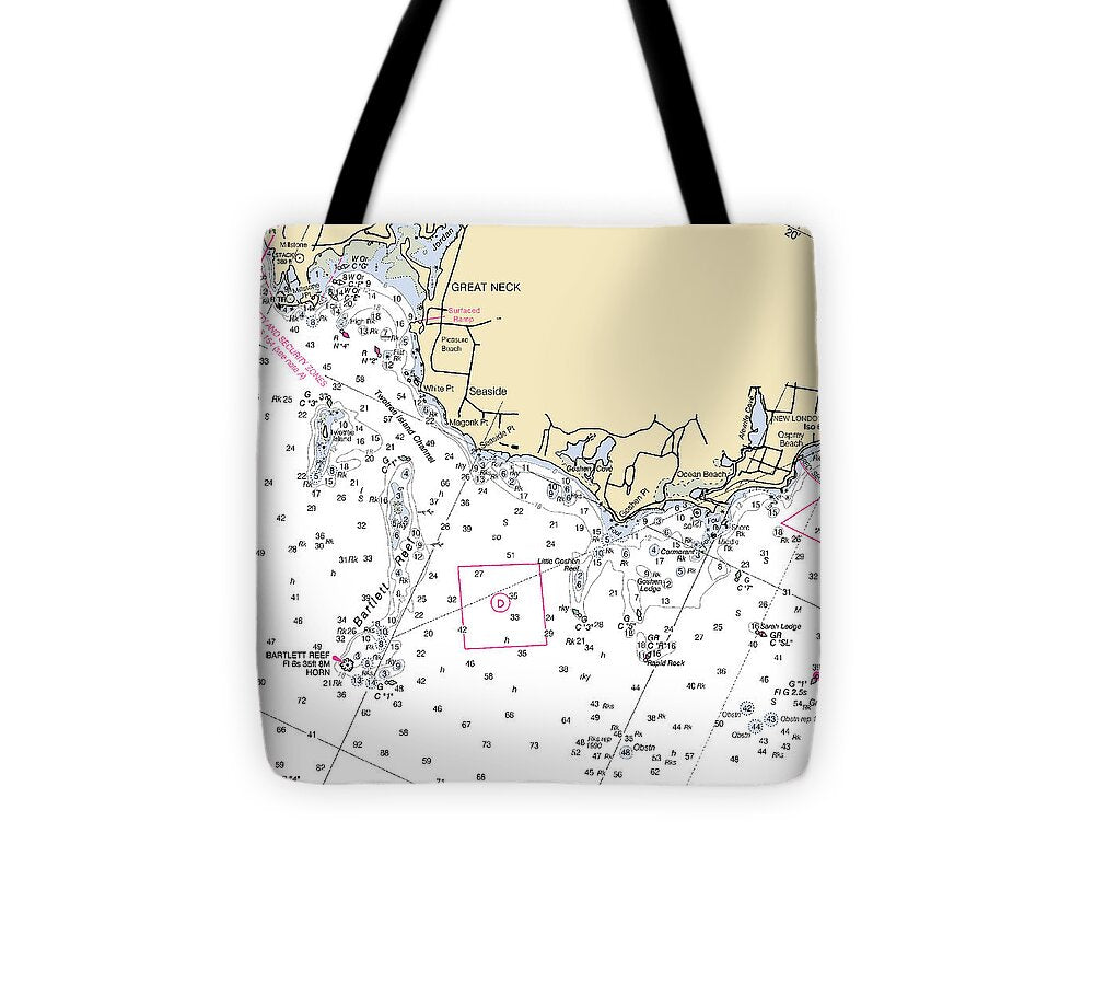 Waterford-connecticut Nautical Chart - Tote Bag