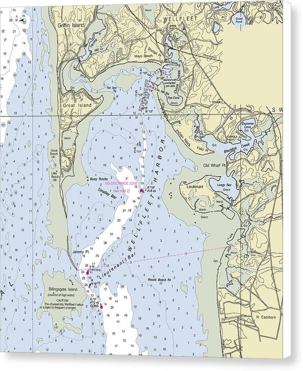 Wellfleet Massachusetts Nautical Chart - Canvas Print