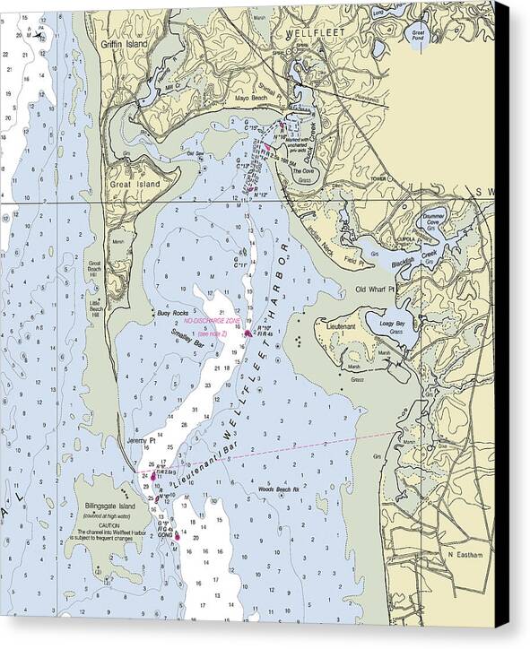 Wellfleet Massachusetts Nautical Chart - Canvas Print