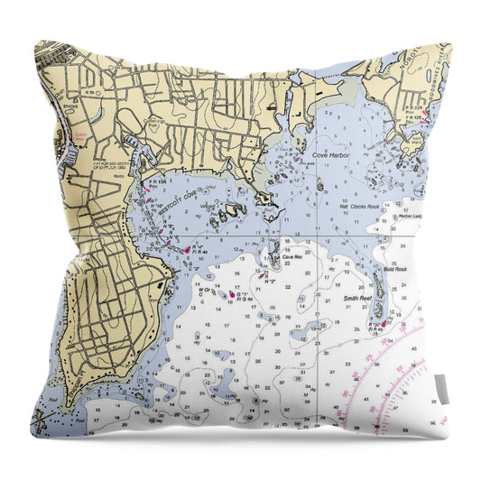 Wescott-connecticut Nautical Chart - Throw Pillow